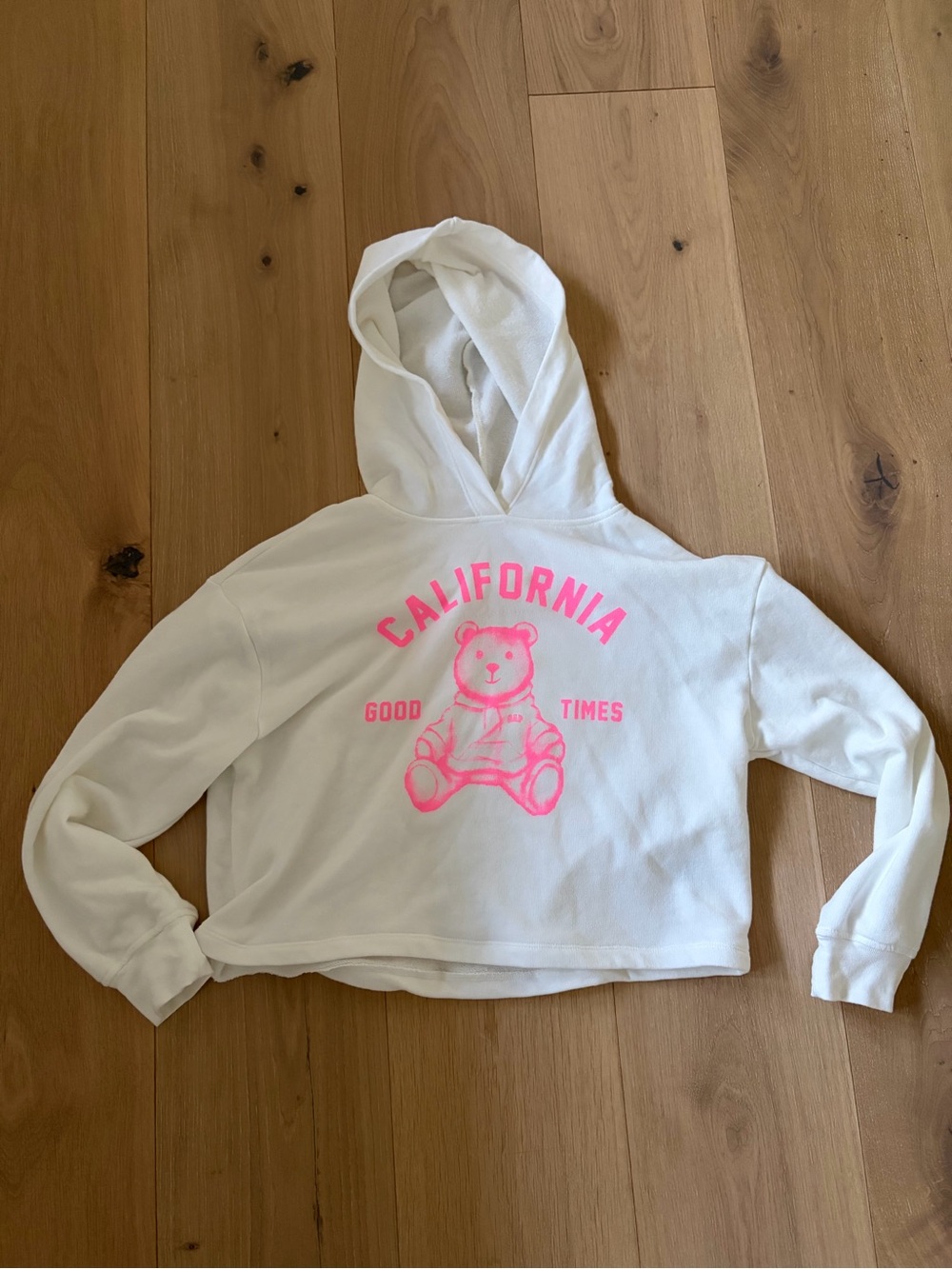 Gap Kids White Hoodie with Pink California Bear Graphic